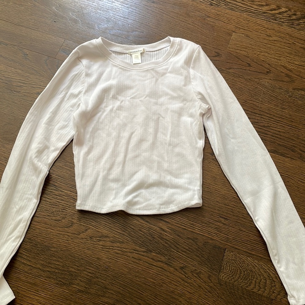 Long Sleeve Cropped White Shirt